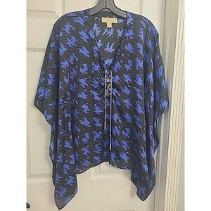MICHAEL KORS KAFTAN BLOUSEChain Lace-Up Caftan Tunic Top SZ S/M